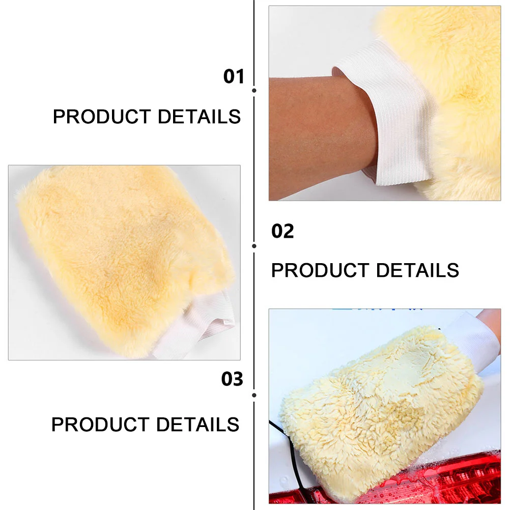 

1pc Car Wash Mitt Faux Wool Double Sided Auto Cleaning Glove Lightweight Durable For Car Glass Bathroom Floor Scratch Free