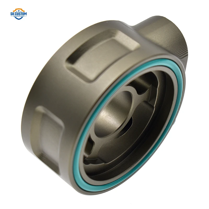 CUSTOM Auto Racing Parts Aluminum Oil Filter Pressure Temp Adapter Cooler Sandwich Plate For Cadillac