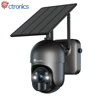 Ctronics 2K 4MP Solar 10000mAh WiFi Surveillance Camera Outdoor 360 Human Detection Auto Tracking IP Camera Color Night Vision