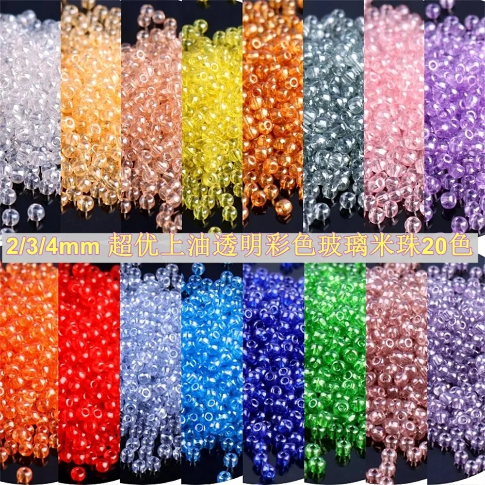 Uniform 2/3/4mm Oling Transparent Glass Seedbeads Colorful Czech Round Spacer Beads For DIY Jewelry Bracelet Making Accessories