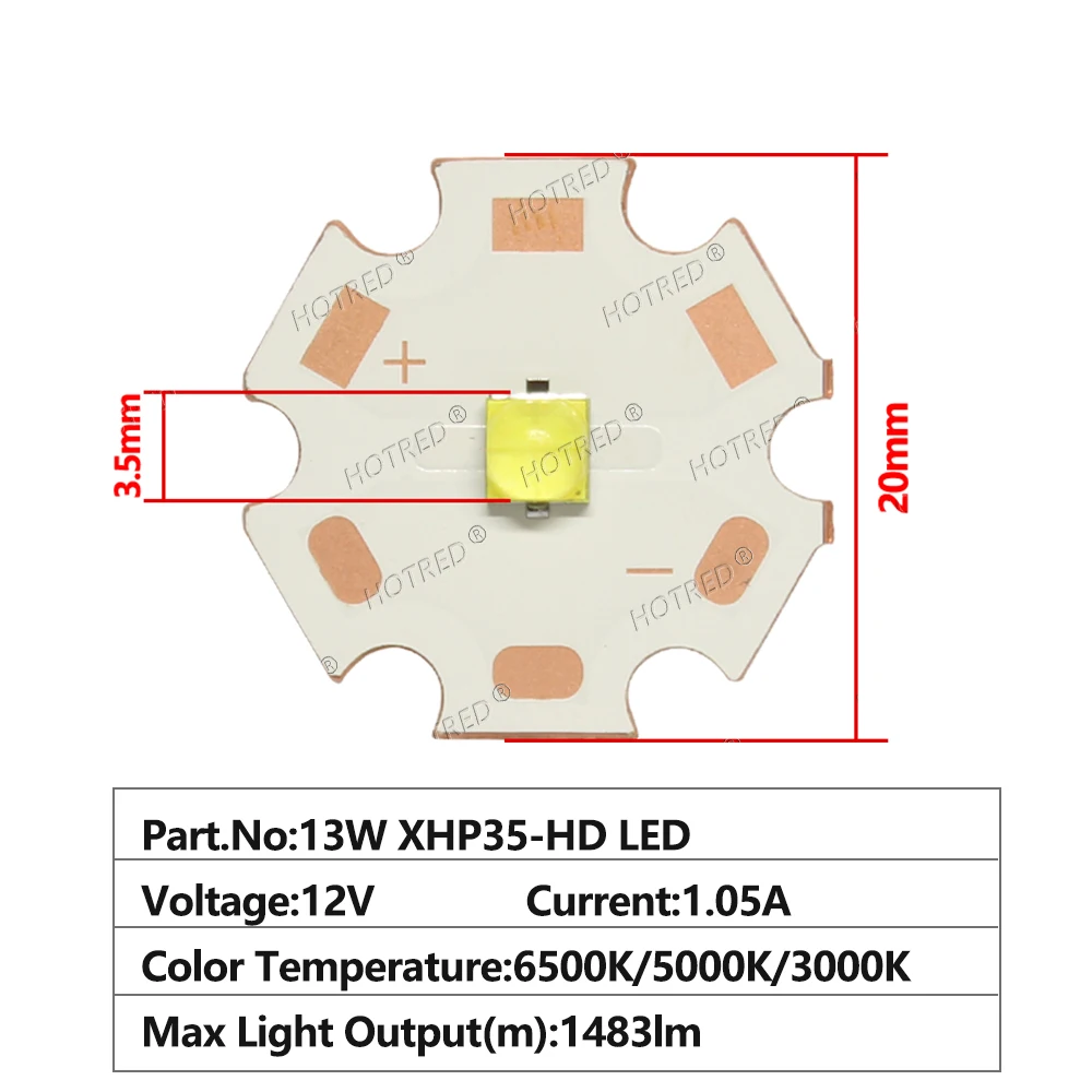 Original 12V 13W XHP35.2 HD HI High Power Led Emitter Diode Beads Cool Neutral White Warm White+Input 12V 900mA Driver For DIY