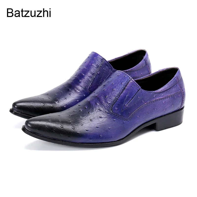 

Batzuzhi Italian Style Handmade Men's Shoes Pointed Leather Dress Shoes Men Slip-on Formal Business Footwear, Big Size US6-12