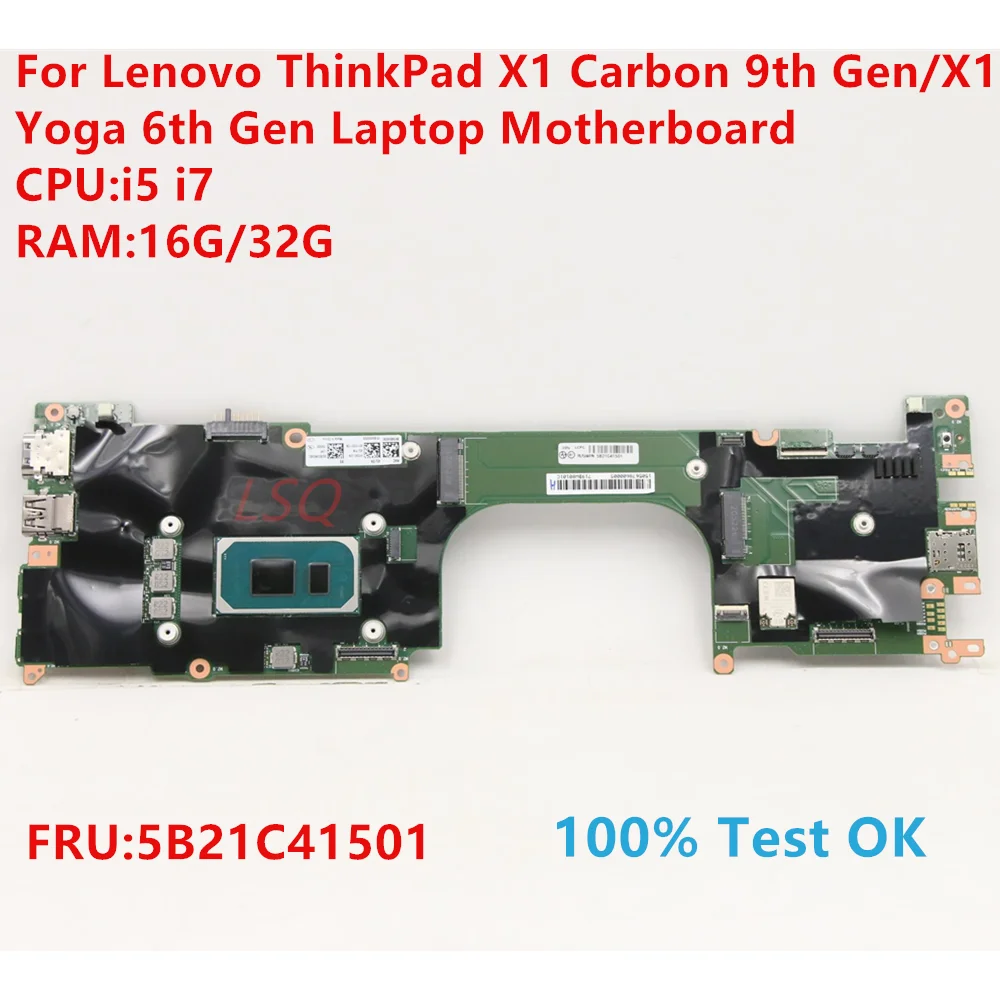 

For Lenovo ThinkPad X1 Carbon 9th Gen/X1 Yoga 6th Gen Laptop Motherboard With CPU:i5 i7 FRU:5B21C41501 100% Test OK