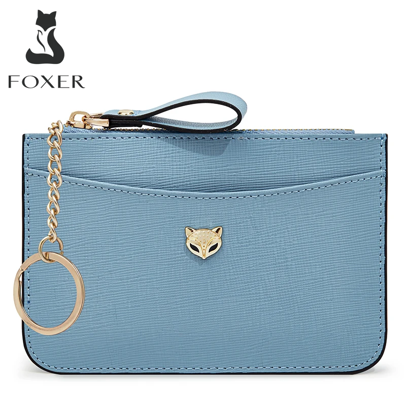 FOXER-tarjetero de PU para mujer, monedero de cuero sintético, Mini Paquete de dinero, elegante bolso de mano corto para mujer