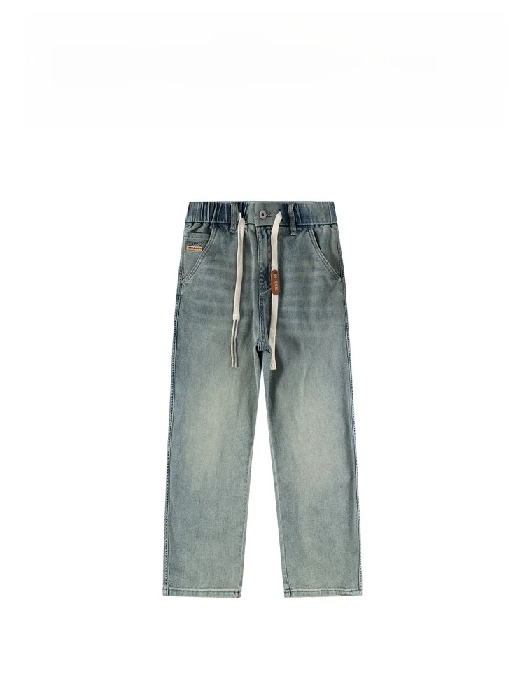 

Джинсы BAIRBAOLIY в американском уличном стиле, повседневные, прямого кроя, на шнурке, весна-лето, новая модная коллекция, хлопок/полиэстер