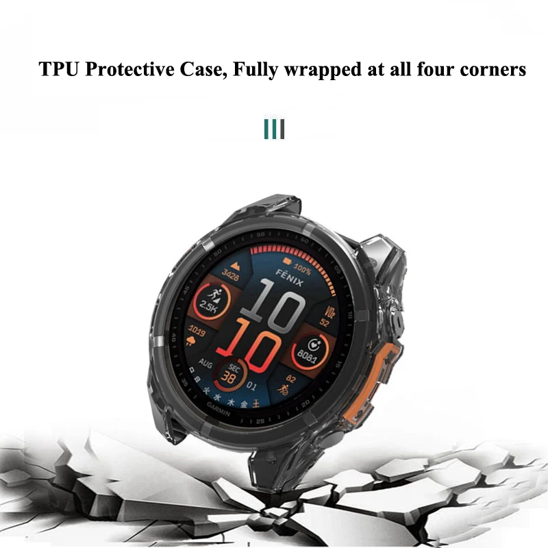 Protection Case for Garmin Fenix 8 51mm 47mm Smart Watch Protector Frame Soft Crystal Clear TPU Case for Garmin Fenix 8 Cover