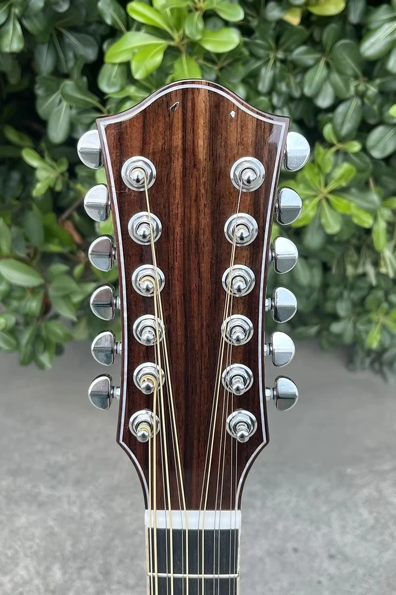 Handmade Gloss Finish High Grade Solid Top 12 String Electric Acoustic Guitars with Pickup