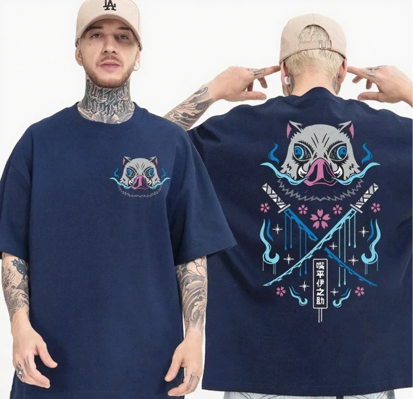 

Devil Killer Inosuke Men's T-shirt, double-sided pattern,cotton wear,anime short sleeved T-shirt, daily casual wear，role-playing