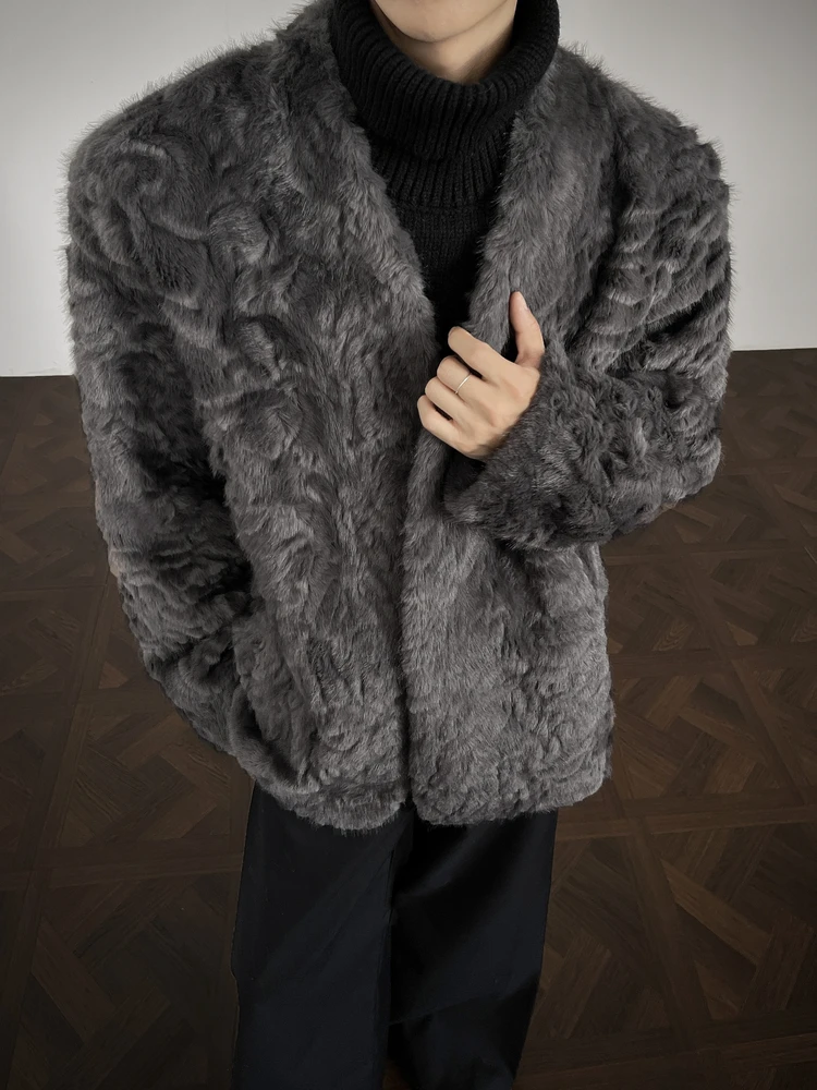 الرجال الفراء البدلة سترة الرجال 2025 الخريف الشتاء جديد الراقية الفراء التكامل القطن وسادات مبطنة كم طويل بلون سترات #2