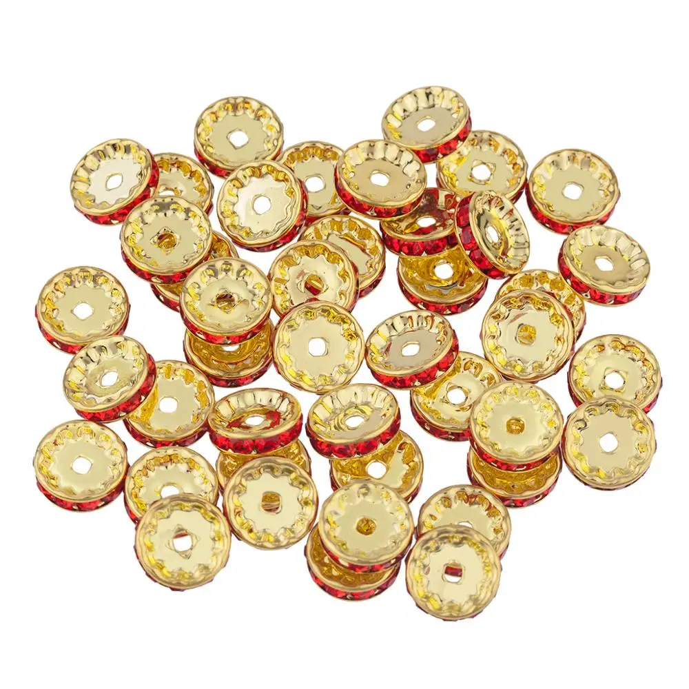 

TUMBEELLUWA 1Lot(20Pcs) 12mm Rhinestone Crystal Rondelle Gold Color Rim Loose Spacer Beads for DIY Jewelry Making