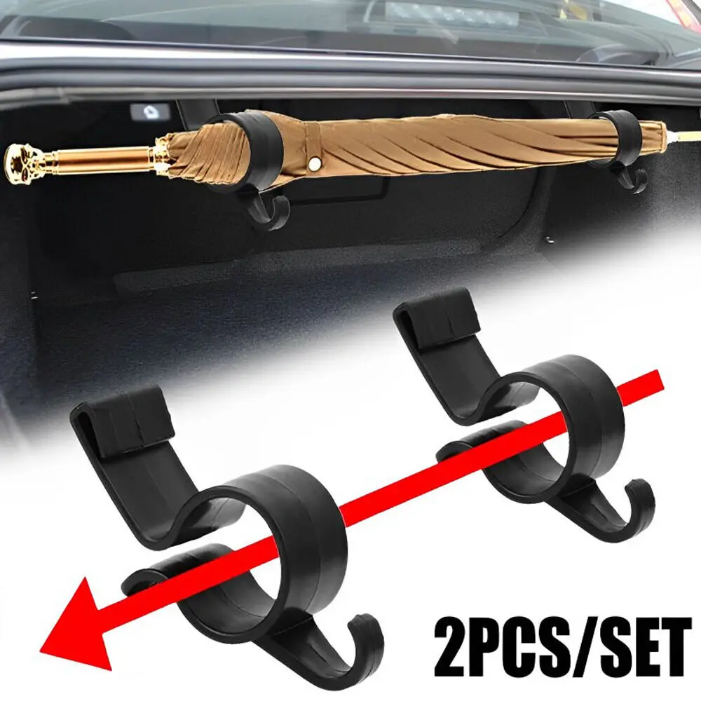 

2pcs Auto Car Trunk Umbrella Hook Holder Hanger Clip Fastener Hook Car Accessories Black Universal Multifunctional Storage Hooks