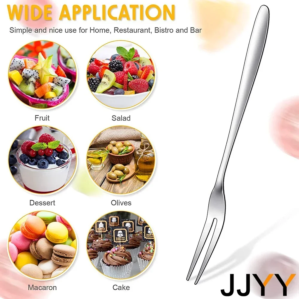 Picture 6: Stainless Steel Forks Appetizer Forks Portable Cake Cocktail Salad Fruit Forks for Party Travel Kitchen Dining Tableware