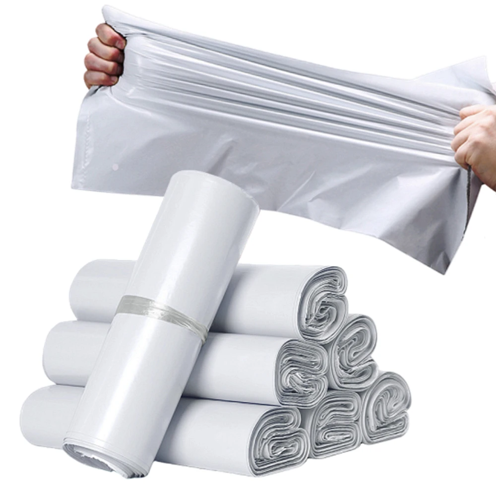 White Opaque Poly Shipping Bags PE Plastic Self-Sealing Tear Resistant Mailing Courier Envelopes for Business Parcels Packaging