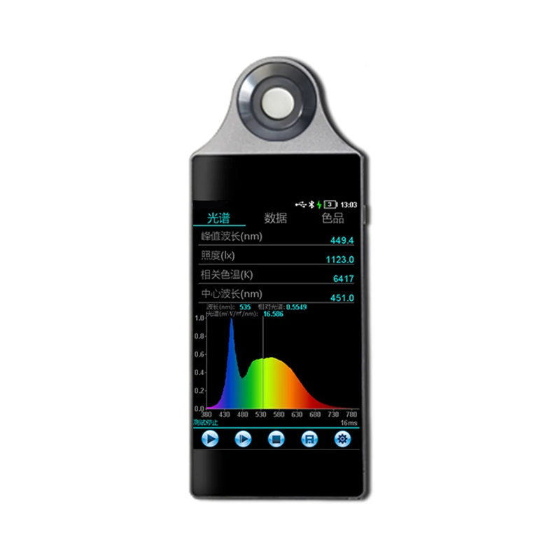 Espectrómetro portátil Illuminómetro espectral con rango de longitud de onda 380nm-780nm superficie fotosensible Ф10mm