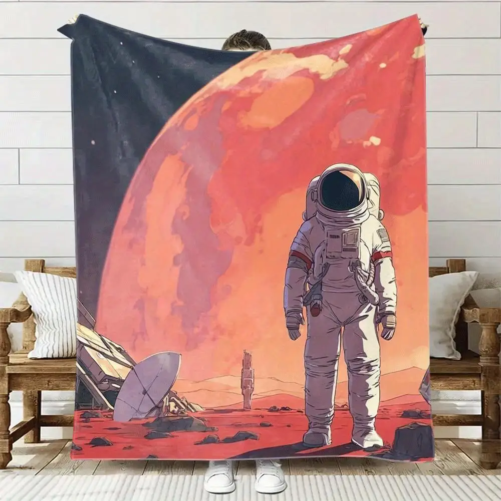 

1 Piece Cartoon Astronaut Standing Surface Print 280gsm 280gsm Blanket, Warm, Suitable for All Seasons, Birthday,