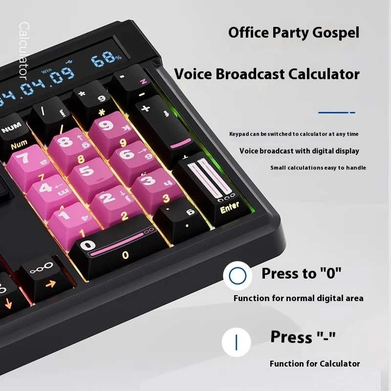 Imagem -06 - Pro Teclado Mecânico Três Modos Teclado sem Fio Calculadora Tela Personalizada Botão Multifuncional Skyloong-gk104