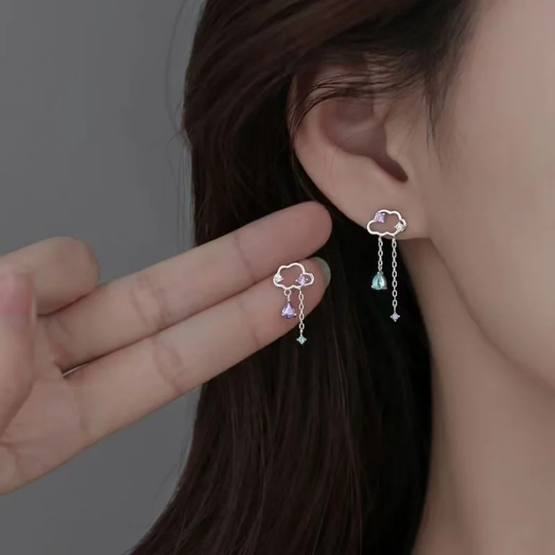 Koreanische Nette Ohr Piercing Wasser Tropfen Ohrringe für Frauen Kristall Kurze Quaste Hypoallergen Weibliche Ohrringe Partei Schmuck Brincos
