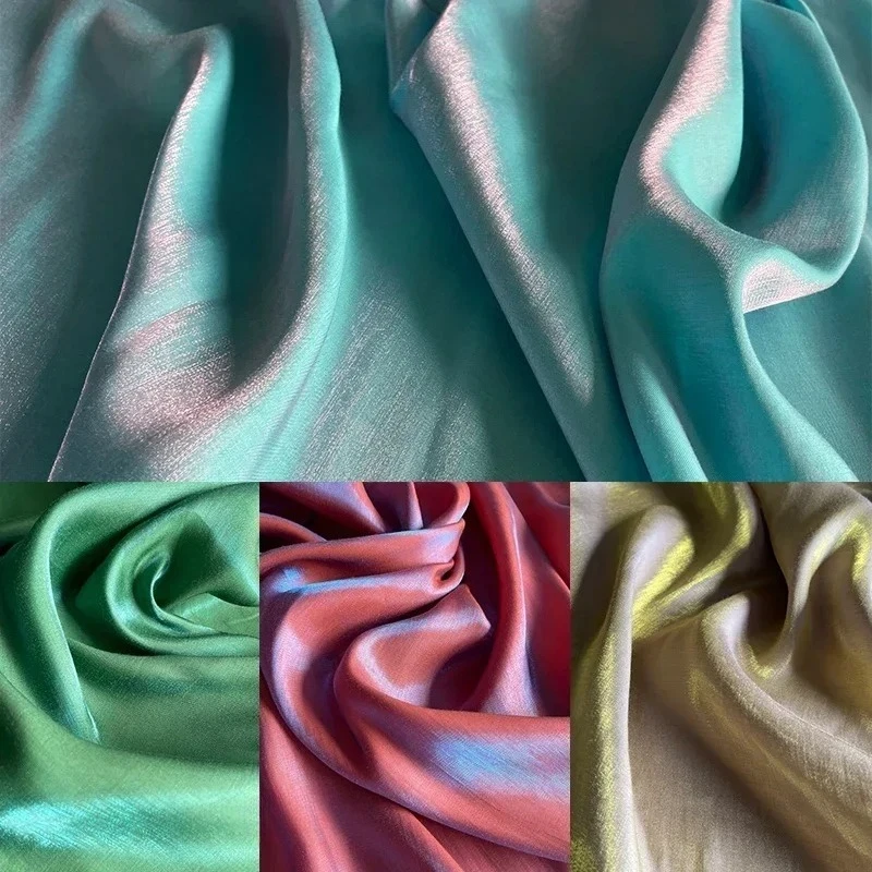 

Gradient Silk Fabric Soft Smooth Bright for Dress Background Cloth for Sewing Diy Material By The Meters