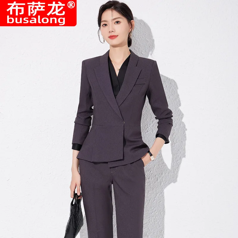 High-End Business Suit Women's Spring and Autumn Temperament Hotel Manager Front Desk Frock Beauty Salon Waiter Workwear