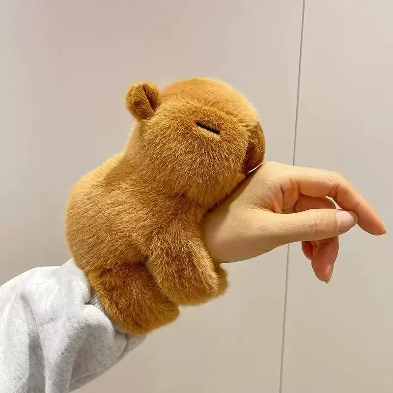 Lovely Capybara Animal Slap Snap Wrap Wristband Bracelet Plush Stuffed Animal Kawaii Capybara Hand Ring Wristband Kid Funny Toys