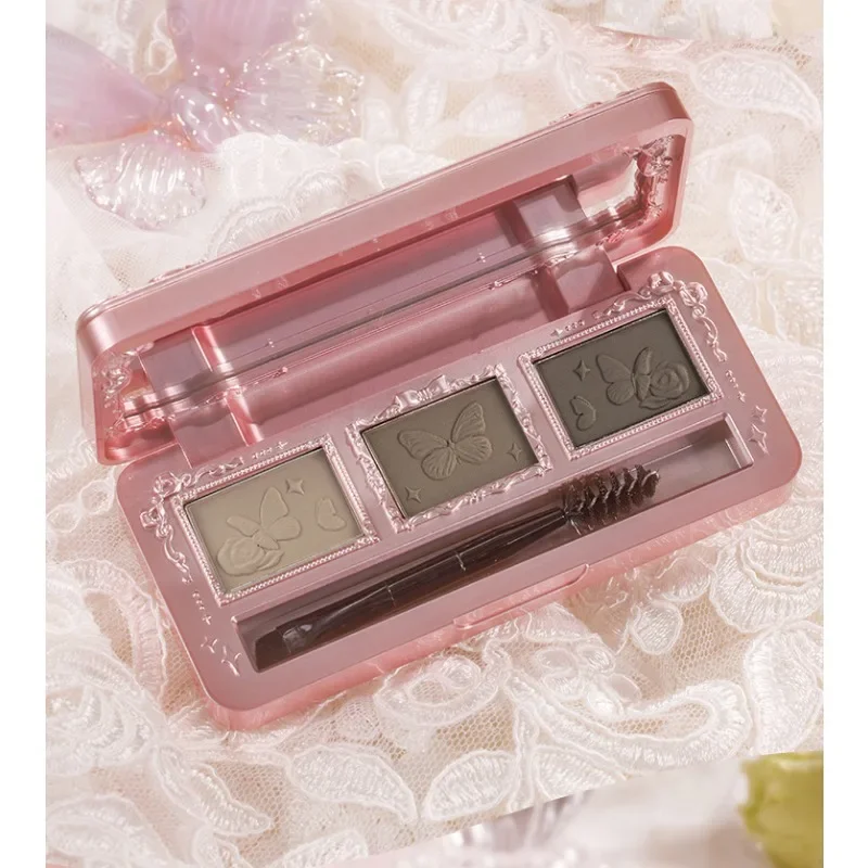 Flower Knows 3-color Eyebrow Powder Palette Midsummer Fairtales Collection Smudge-proof Longlasting Eyebrow Rare Makeup Beauty