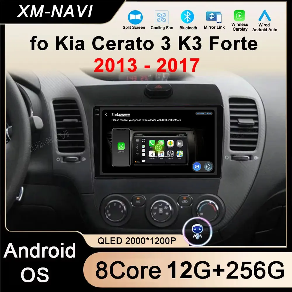 

Android 14 for Kia Cerato 3 K3 Forte 2013 - 2017 Car Multimedia Player WIFI Carplay Radio Stereo GPS Navigation DSP QLED Screen
