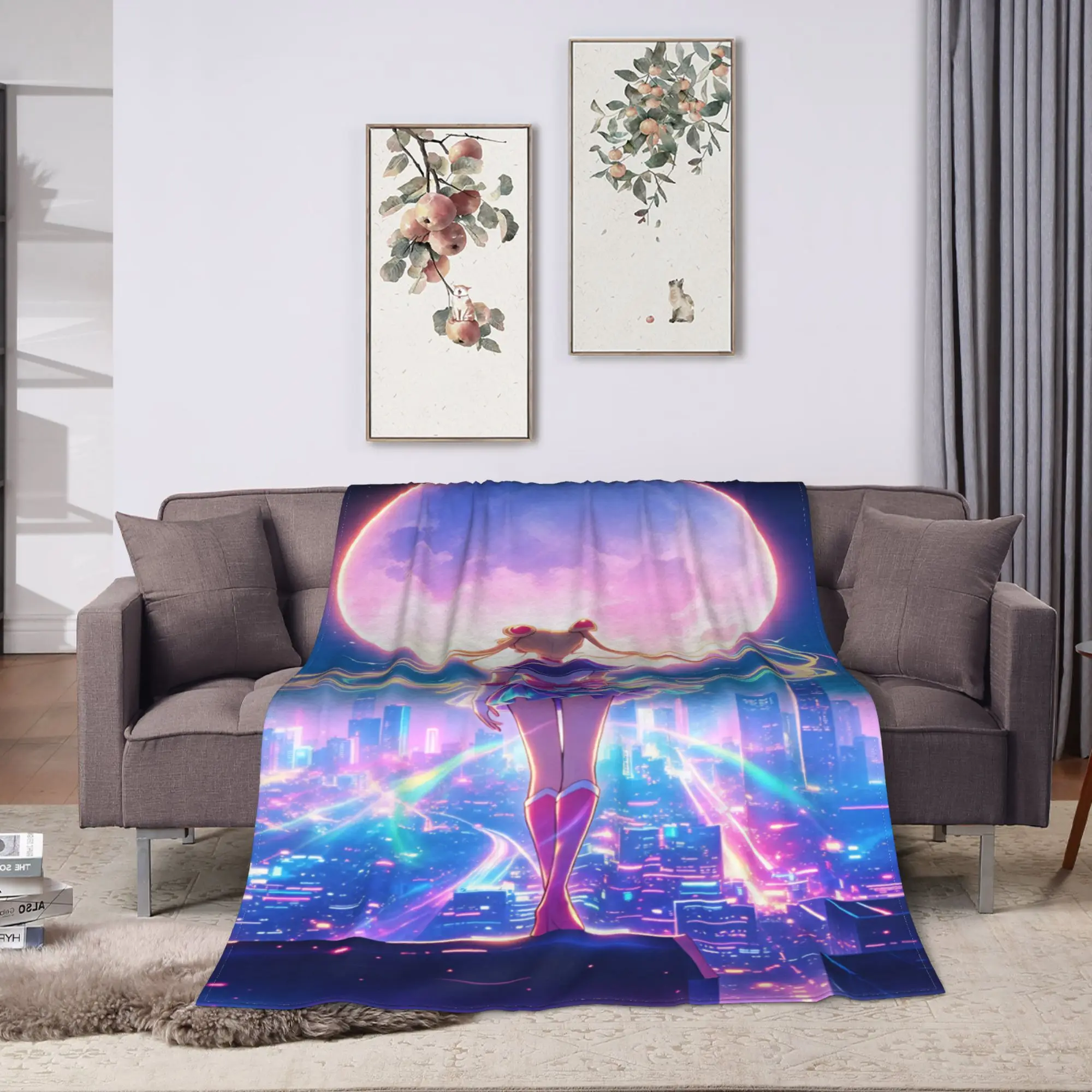 S-Sailor M-Moon Anime  Super Warm Blanket  Travel Plush Bedding Throws Graphic Couch Bed Flannel Bedspread Sofa Bed Cover
