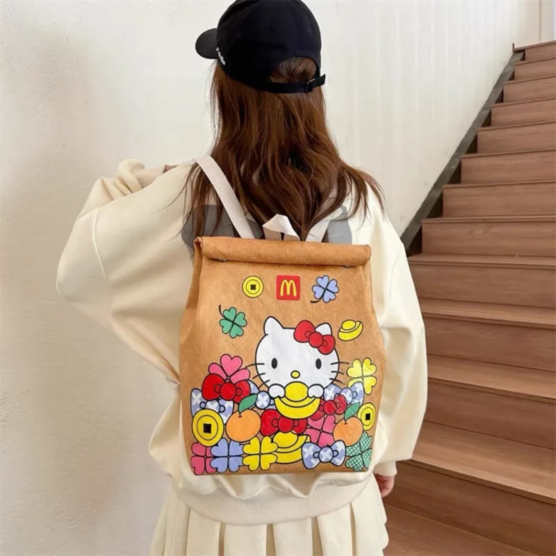 Miniso Hellokitty Nowy projekt Plecak Kawaii KT Print College Student Bookbag Cute Sanrio Kid Schoolbag Casual Bag Girl Gift