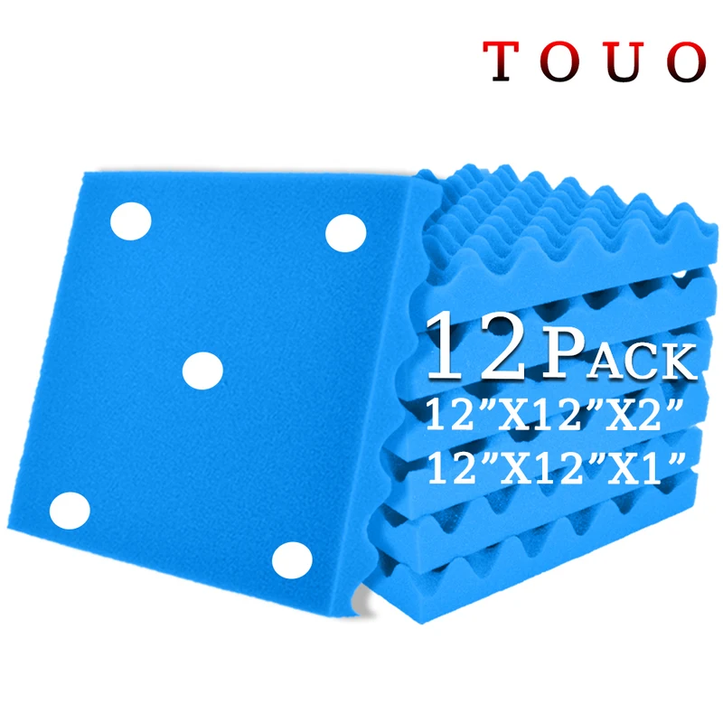 

TOUO 12 Pcs Acoustic Foam Panels Studio Sound Foam Ktv High Density Egg Crate Sound-Absorbing Foams Wall Sound Proof