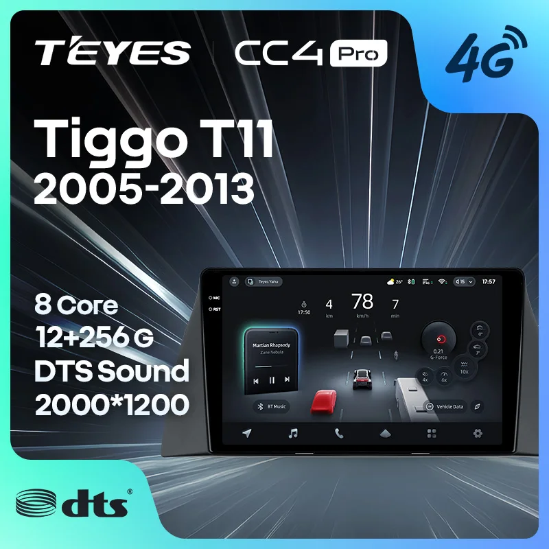 TEYES CC4 PRO dla Chery Tiggo T11 1 2005 - 2013 Radio CarPlay Multimedia Stereo Car play Android Auto 2DIN Autoradio