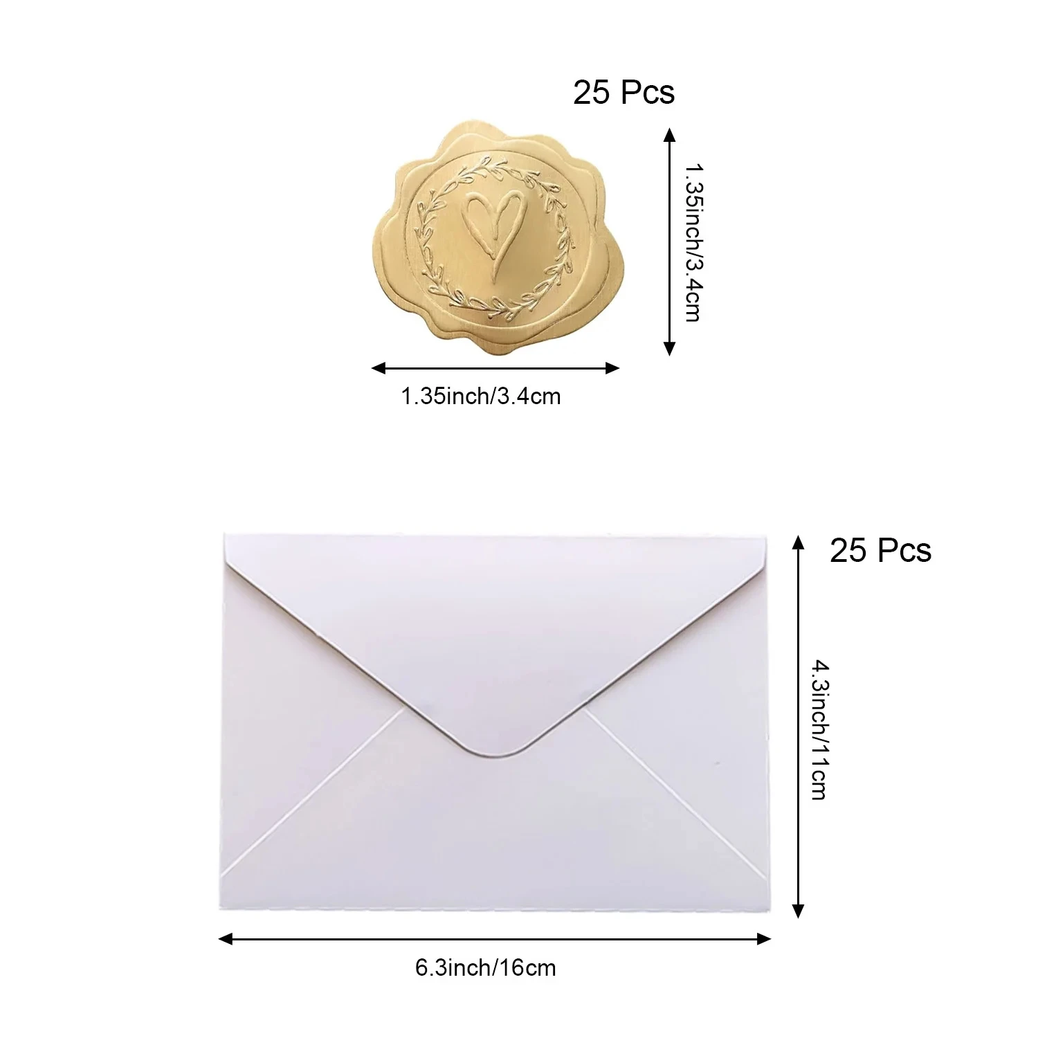 25 Pcs Envelopes With 25 Golden Label Foil Stickers Thank You Wedding Card 4 x 6in Birthday Wedding Party Gift Decoration Supply