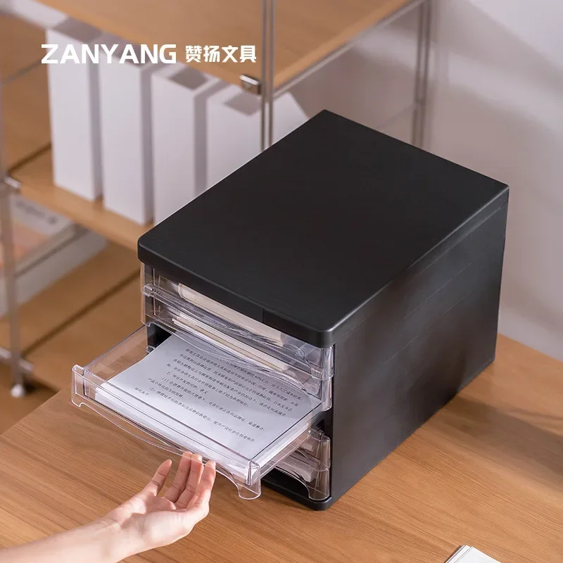 

A4 Multi-layer Plastic Filing Cabinet Four Drawers Office Desktop Document Storage and Organization Cabinet