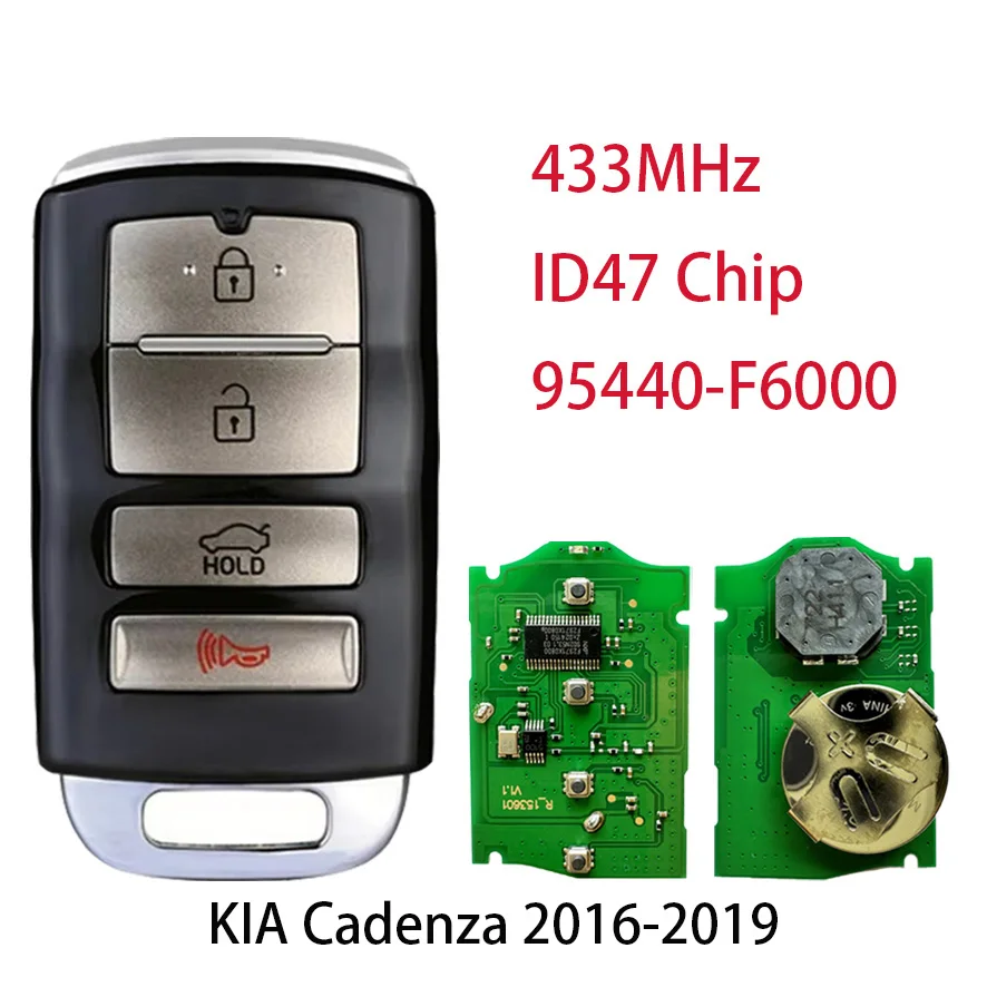 PN:95440-F6000 for Kia Cadenza 2016 2017 2018 2019 433MHz NCF2951X ID47 Chip FCC ID:TQ8-FOB-4F10 Smart Remote Car Key