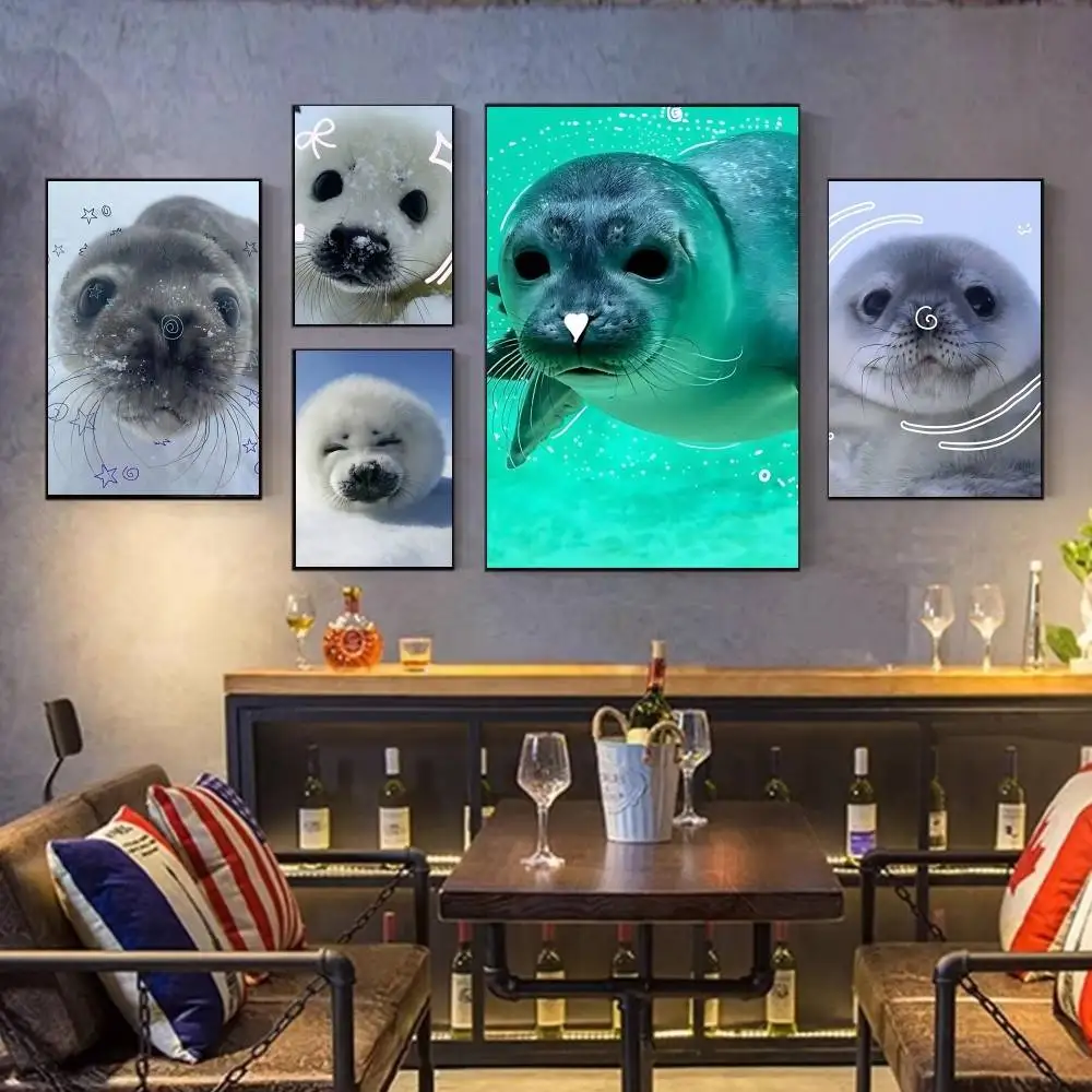 

Seal Sea Cute Funny new group Poster HD home decor sticky wall waterproof home living room bar aesthetic decor