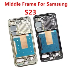 S23 For Samsung Galaxy S23 S911 Middle Frame Housing Board LCD Faceplate Bezel Replace Repair Parts + Side Buttons