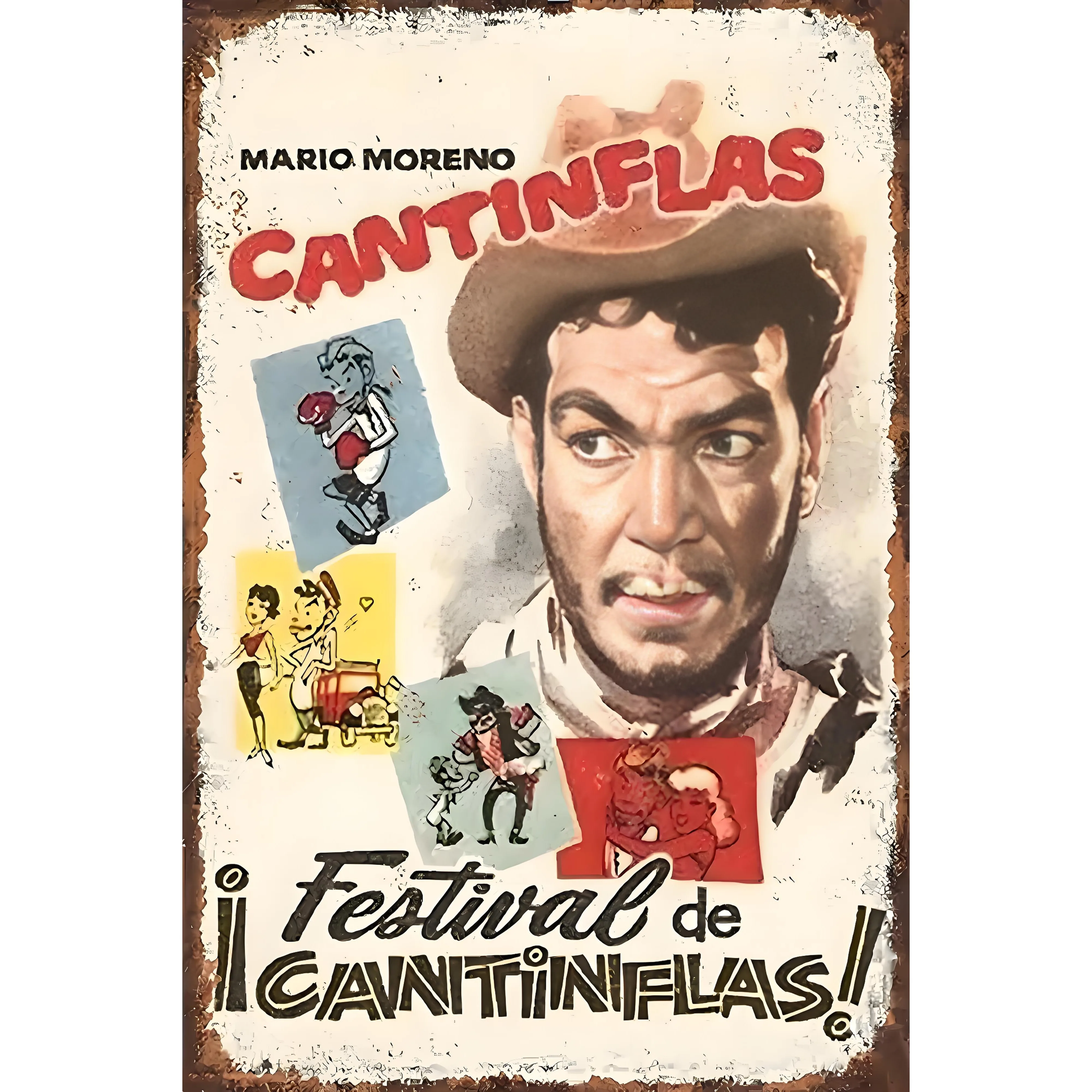 

Iron Sheet Painting，Wall Art Decor] 1pc Vintage Cantinflas Metal Tin Sign Aluminum Wall Art Decor, Collectible Poster
