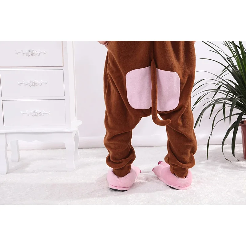 Monkey Brown adult onesie animal men women jumpsuit pajamas fleece onesie cartoon cosplay costumes pyjama S-XL