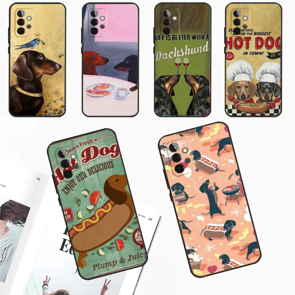 

Dachshund Dog Hot dog Phone Case For Samsung Galaxy A13,A21s,A22,A31,A32,A52,A53,A71,A80,A91 Soft Black Phone Cover