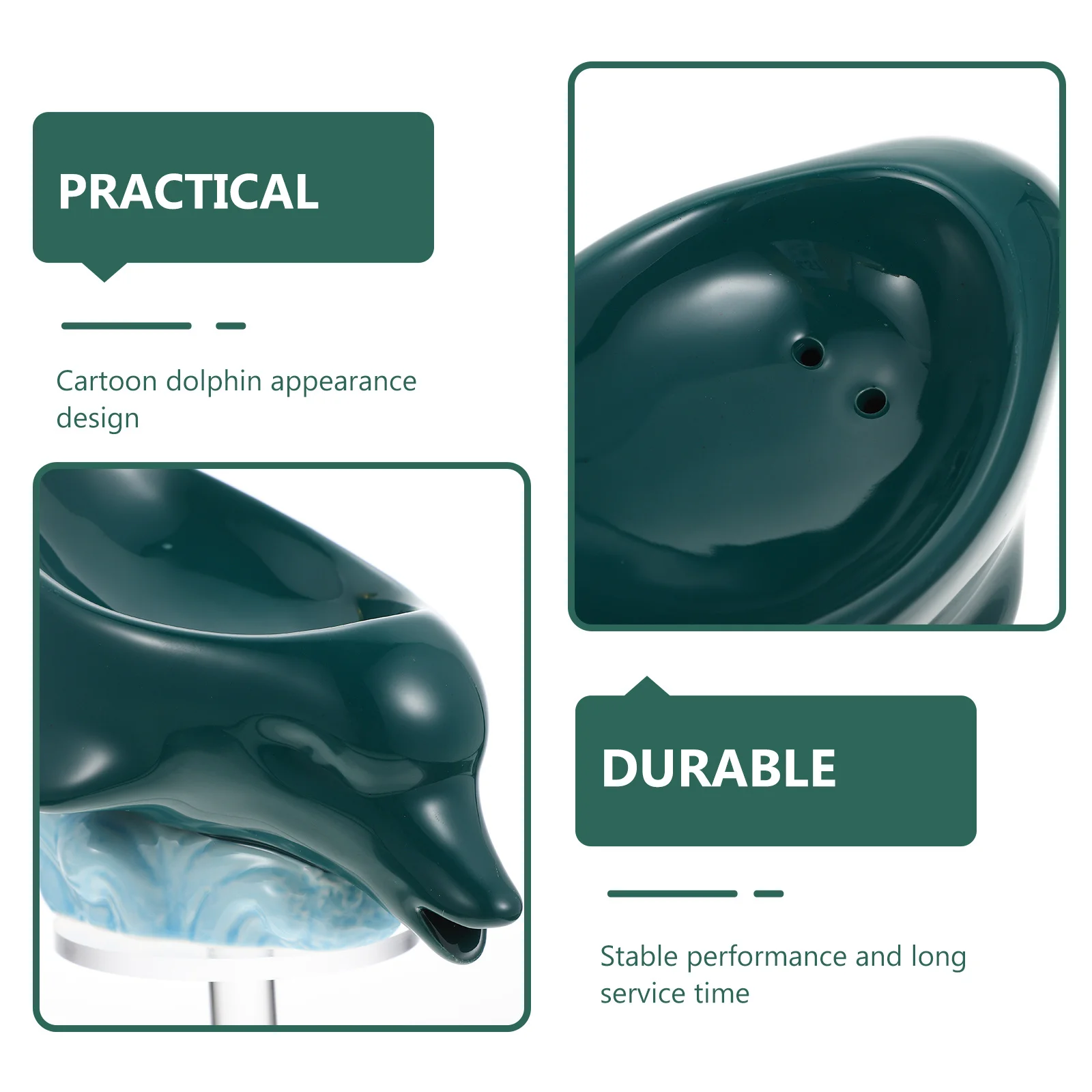 

Ceramic Dolphin Soap Holder Creative Draining Soap Dish Storage Rack Cartoon Animal Bathroom Supply Storage Bracket