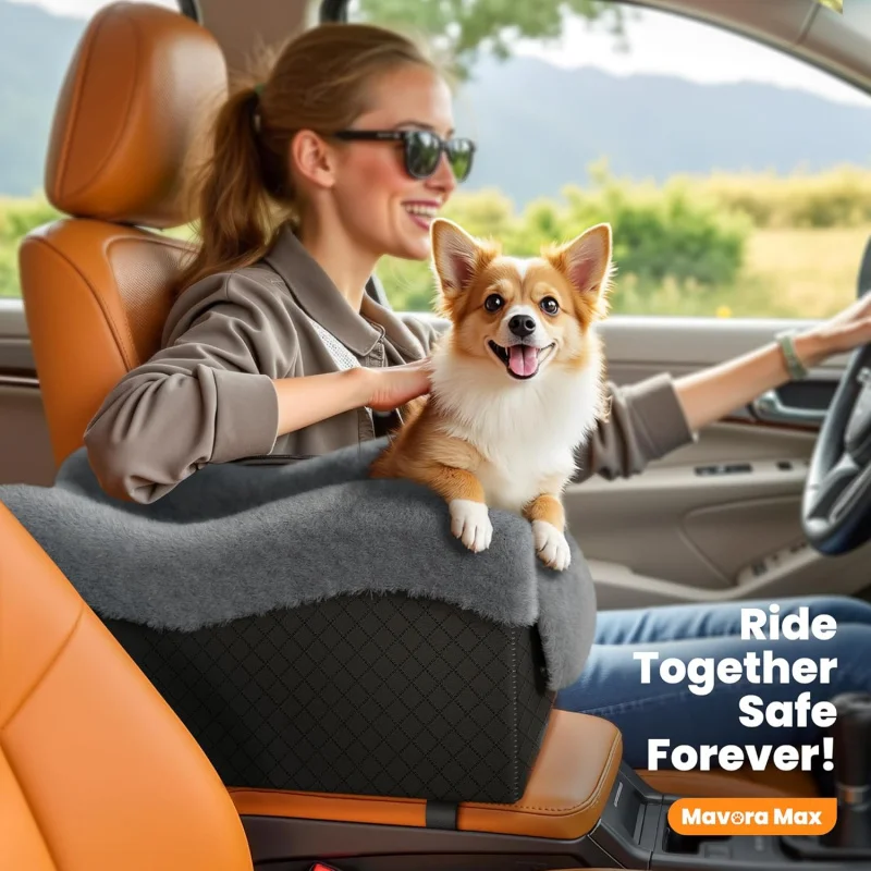 

Small Dog Car Seat Booster Center Console Design Safety Belt Non Slip Washable Travel Bed for SUV Truck Car Pet Comfort