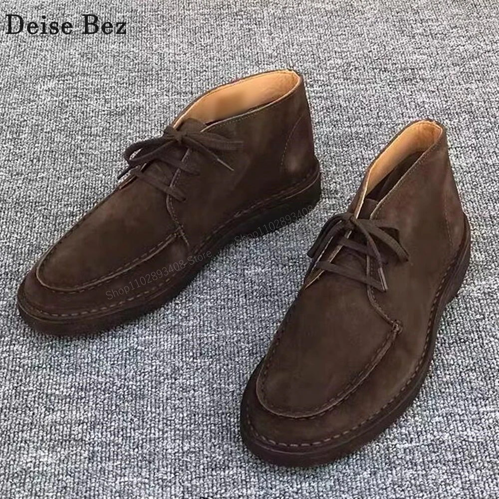 Oxford Coffe Men Dress Shoes Cross Tied Round Toe Suede High Quality Lace-up Flat with Fashion Men Shoes 2023 Zapatillas Mujers