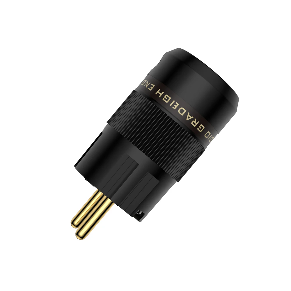 Enchufe europeo Schuko Hifi para bricolaje, conector de Cable HIFI macho IEC hembra, chapado en oro de 24K, chapado en plata de rodio C13 C15, 1 par