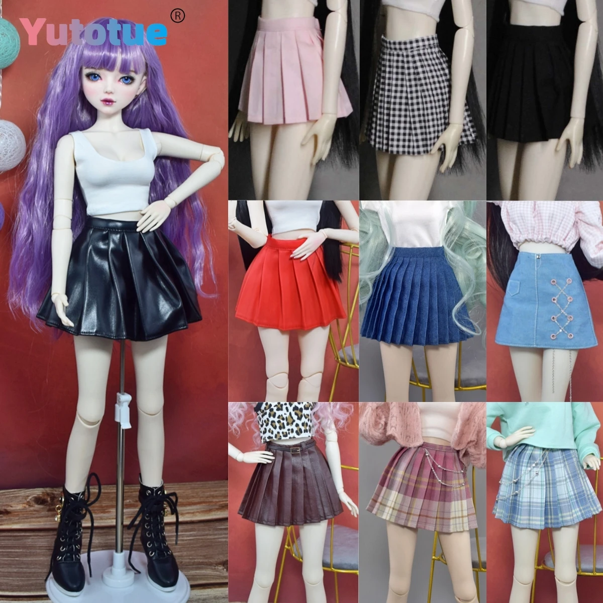 

Yutotue Dolls Outfits Accessories for 1/3 BJD Doll Toy DIY Dress Skirt Vest Shorts Clothes Optional