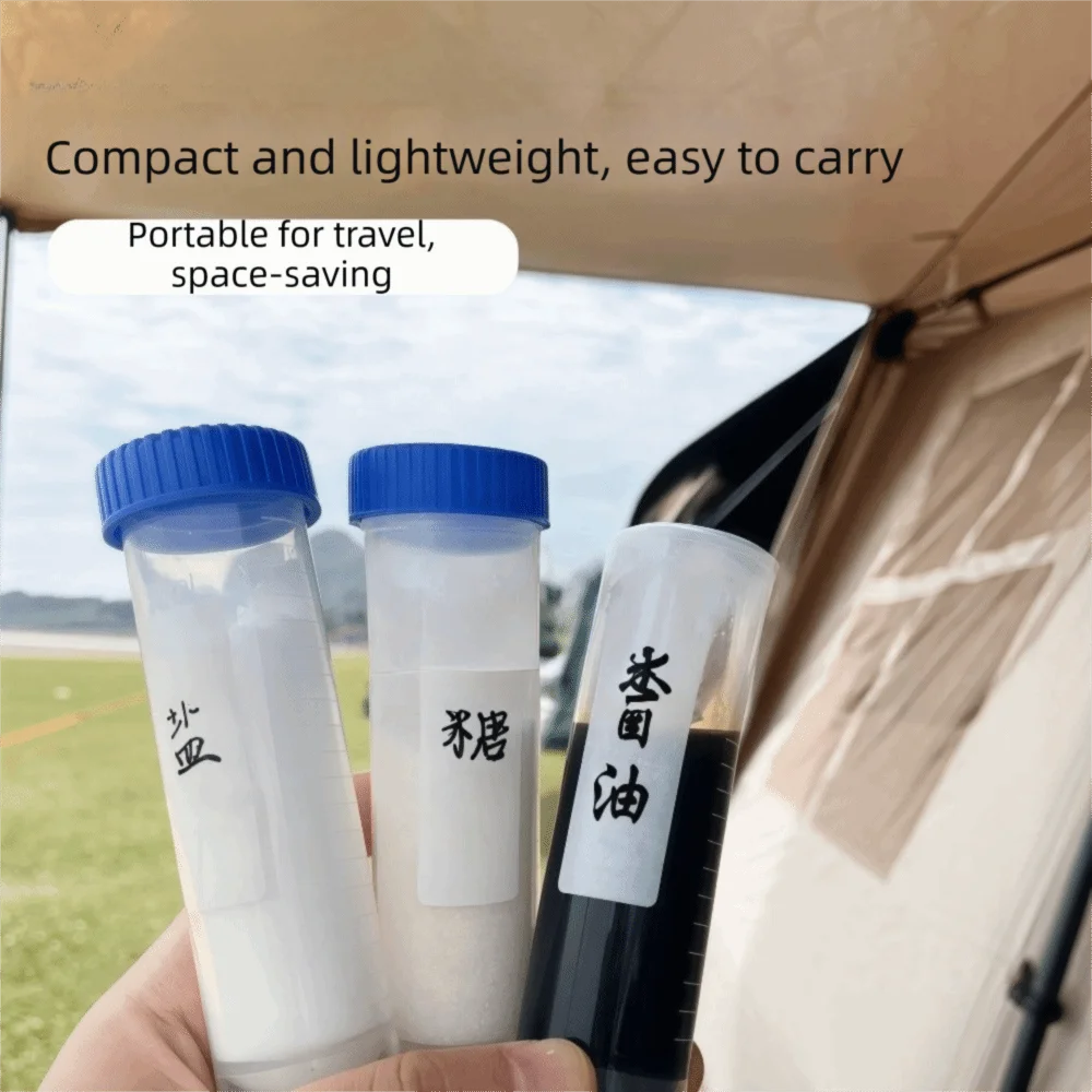 5PCS Plastic Camping Spice Bottles Transparent Leak-proof Seasoning Containers with Measured Scale Airtight Travel Spice Vials