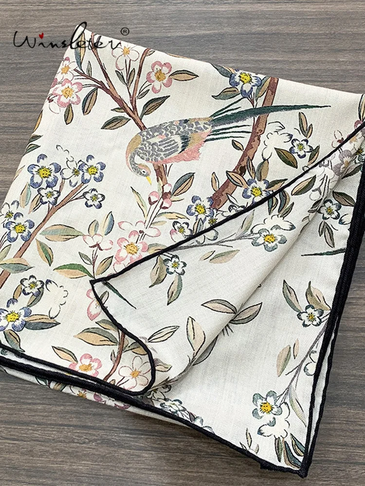 Winsleter-Women 70%Wool 30%Silk Elegant Scarf, 135*135CM Double-sided Printing, Mom Gift Retro Scarves, 2026 Autumn New A67614CC