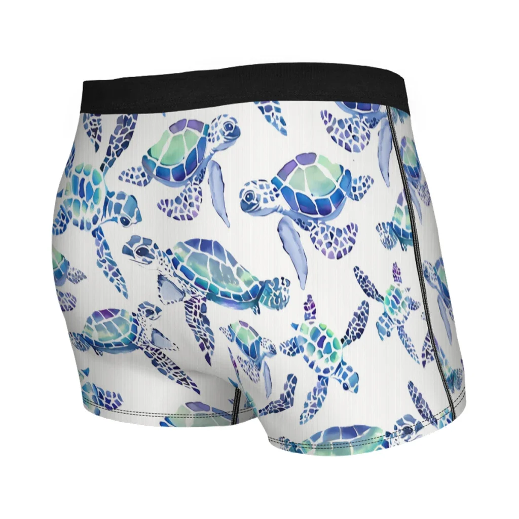 Turtles In Aqua And Blue Ocean Underpants Cotton Panties Man Underwear Ventilate Shorts Boxer Briefs