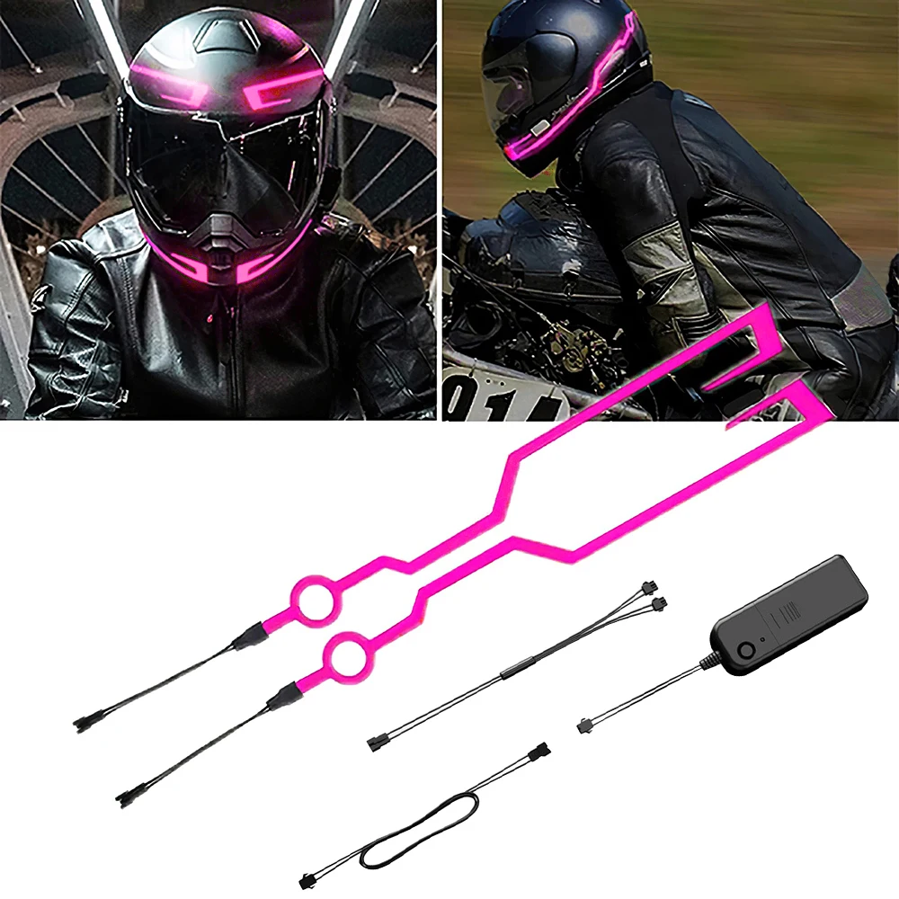 Motorcycle Helmet LED Warning Lights Night Riding Helmet Motor Cold Light Strip Lights Motorcycle Night Riding Accessories