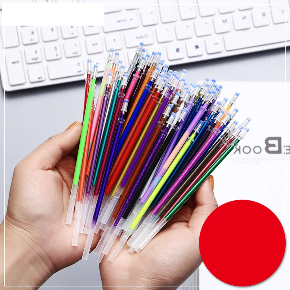 

100 Assorted Color Gel Pen Refills 0.7mm Neon Glitter Metallic Pastel Acid-Free for Crafting Scrapbooking Drawing Journals