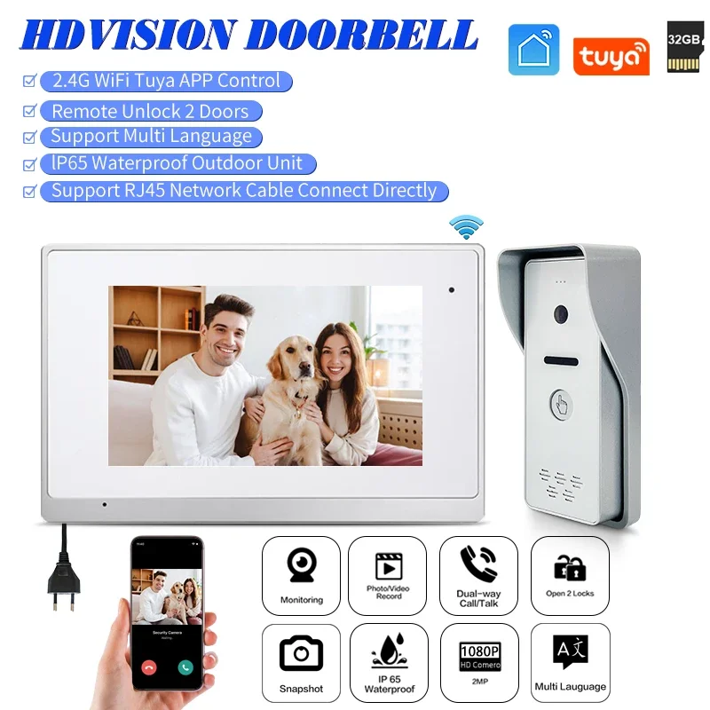 

IP Stable System User-friendly Wifi Tuya 1080P Video Doorbell Intercom System 7 Inch HD Screen Door Entry System