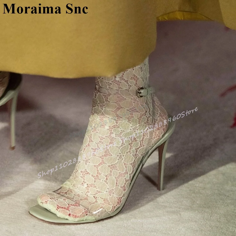 Narrow Transparent PVC Strap Sandals Thin High Heel Shoes For Women Ankle Buckle Strap Open Toe 2025 Fashion Zapatos Para Mujere